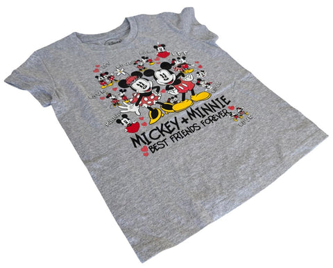Disney Girls Mickey Mouse + Minnie Best Friends Forever Gray Shirt Size Medium