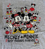 Disney Girls Mickey Mouse + Minnie Best Friends Forever Gray Shirt Size Medium