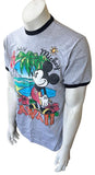 Disney Men's Mickey Mouse Surf's Up Hawaii Gray Short Sleeve Shirt Size Medium