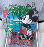 Disney Men's Mickey Mouse Surf's Up Hawaii Gray Short Sleeve Shirt Size Medium