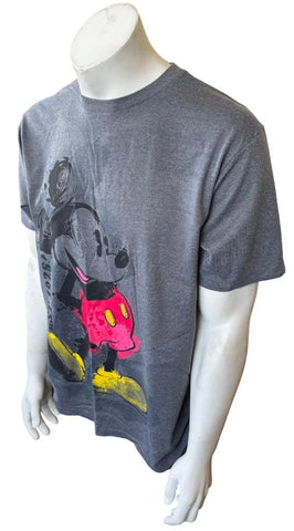 Disney Men's Classic Mickey Mouse Est. 1928 Gray Short Sleeve Shirt Size Large