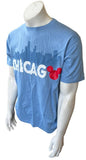Disney Men's Mickey Mouse Chicago Graphic Blue Short Sleeve Shirt Size Medium