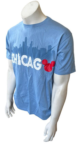 Disney Men's Mickey Mouse Chicago Graphic Blue Short Sleeve Shirt Size Medium