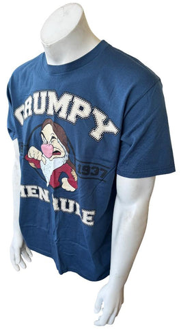 Disney Men's Grumpy Men Rule Since 1937 Blue Short Sleeve Shirt Size Large