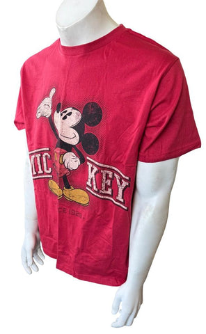 Disney Men's Classic Mickey Mouse Since 1928 Red Short Sleeve Shirt Size Large