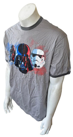 Disney Men's Star Wars Character Graphic Gray Short Sleeve Shirt Size Large