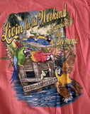 Margaritaville Men's Orlando Livin For The Weekend Graphic Pink Shirt Size Large