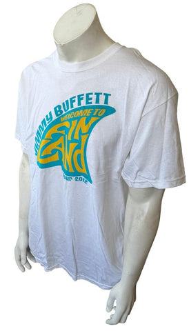 Gildan Men's Jimmy Buffett Welcome To Fin Land Tour 2012 White Shirt Size Large