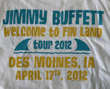 Gildan Men's Jimmy Buffett Welcome To Fin Land Tour 2012 White Shirt Size Large