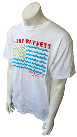 Anvil Men's Jimmy Buffett Welcome To Fin Land Tour 2012 White Shirt Size Large