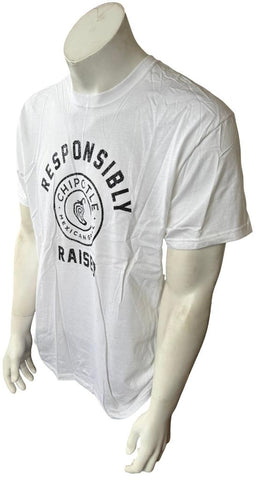 Men's Chipotle Mexican Grill Responsibly Raised Graphic White Shirt Size Large