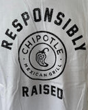 Men's Chipotle Mexican Grill Responsibly Raised Graphic White Shirt Size Large
