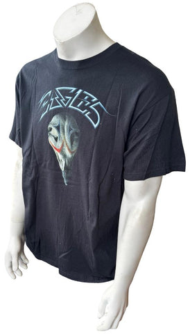 Anvil Men's Eagles Skull Graphic Black Short Sleeve Shirt Size Large
