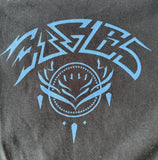 Anvil Men's Eagles Skull Graphic Black Short Sleeve Shirt Size Large