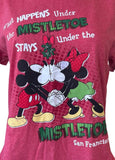 Disney Mickey Mouse & Minnie What Happens Under The Mistletoe Stays Shirt Size L