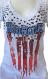 Next Level Women's Kid Rock American Flag Graphic White Shirt Size Large