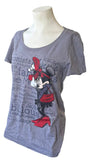 Disney Women's Minnie Mouse XOXO Fashionista Shopaholic Gray Shirt Size Medium