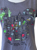 Disney Women's Mickey Mouse New York City Graphic Gray Shirt Size Medium