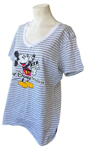Disney Women's Mickey Mouse Walt Disney Studios Striped Shirt Size X-Large
