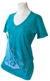 Disney Women's Frozen Elsa Graphic Teal Short Sleeve Shirt Size Medium