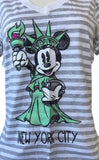 Disney Women's Minnie Mouse Statue Of Liberty NYC Striped Shirt Size Medium