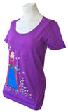 Disney Women's Frozen Anna Graphic Purple Short Sleeve Shirt Size Small