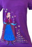 Disney Women's Frozen Anna Graphic Purple Short Sleeve Shirt Size Small