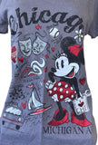 Disney Women's Classic Minnie Mouse Chicago Graphic Gray Shirt Size Medium