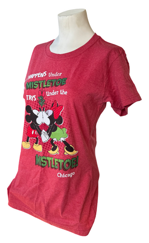 Disney Mickey Mouse & Minnie What Happens Under The Mistletoe Chicago Shirt M