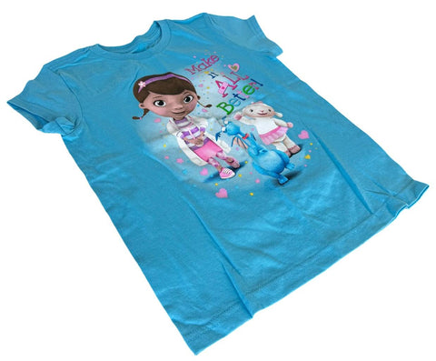Disney Girls Doc McStuffins Make It All Better Graphic Blue Shirt Size Medium