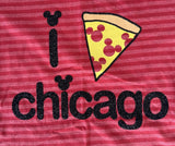 Disney Girls I Love Chicago Mickey Mouse Pizza Graphic Short Sleeve Shirt Size M