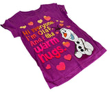 Disney Girls Frozen Hi Everyone I'm Olaf And I Like Warm Hugs Shirt Size Small