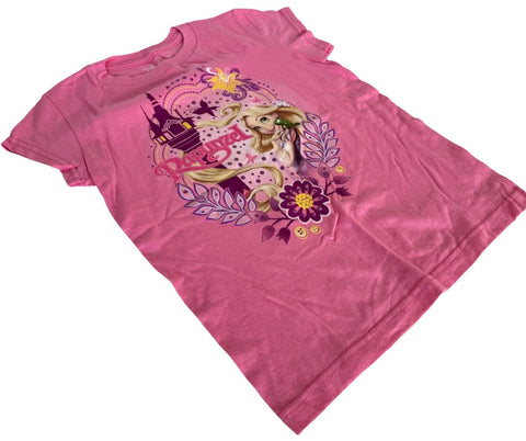 Disney Girls Tangled Rapunzel Graphic Pink Short Sleeve Shirt Size Medium