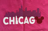 Disney Girls Mickey Mouse Chicago Graphic Pink Short Sleeve Shirt Size Medium