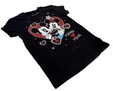 Disney Girls Mickey Mouse & Minnie Love Graphic Black Short Sleeve Shirt Size M