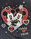 Disney Girls Mickey Mouse & Minnie Love Graphic Black Short Sleeve Shirt Size M