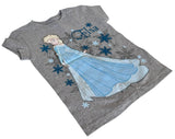 Disney Girls Frozen Elsa Graphic Gray Short Sleeve Shirt Size Small