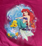 Disney Girls The Little Mermaid Ariel & Flounder Graphic Pink Shirt Size Medium