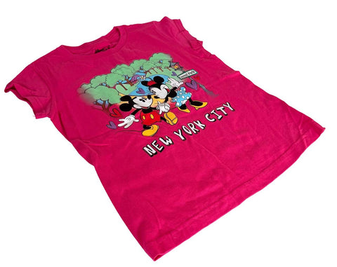 Disney Girls Mickey Mouse & Minnie Central Park New York City Pink Shirt Size M