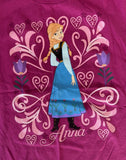 Disney Girls Frozen Anna Graphic Pink Short Sleeve Shirt Size Large