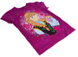 Disney Girls Frozen Anna Graphic Pink Short Sleeve Shirt Size Small
