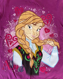 Disney Girls Frozen Anna Graphic Pink Short Sleeve Shirt Size Small