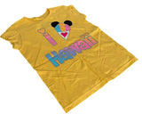 Disney Girls I Love Hawaii Mickey Mouse Snow Cone Graphic Yellow Shirt Size M