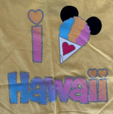 Disney Girls I Love Hawaii Mickey Mouse Snow Cone Graphic Yellow Shirt Size M