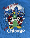 Disney Girls Mickey Mouse & Minnie Happy Holidays From Chicago Blue Shirt Size M