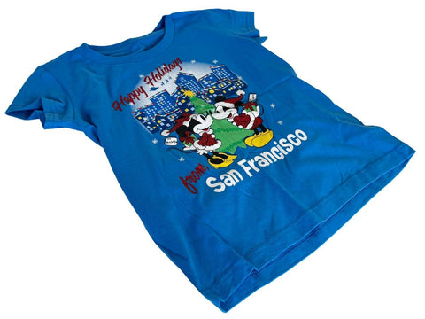 Disney Girls Mickey Mouse & Minnie Happy Holidays From San Francisco Shirt M