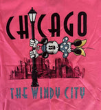 Disney Girls Minnie Mouse Chicago The Windy City Graphic Pink Shirt Size Medium