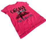 Disney Girls Minnie Mouse Chicago The Windy City Graphic Pink Shirt Size Medium