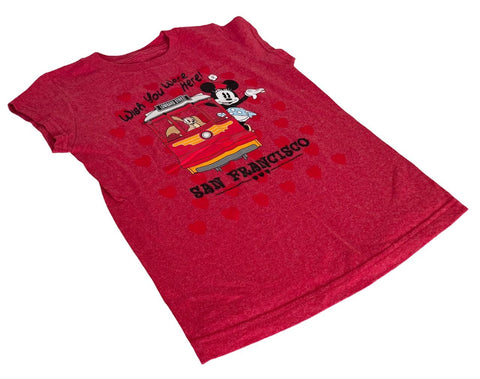 Disney Girls Minnie Mouse Wish You Were Here San Francisco Red Shirt Size Medium