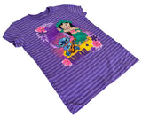 Disney Girls Lilo & Stitch Hawaii Graphic Striped Short Sleeve Shirt Size Medium